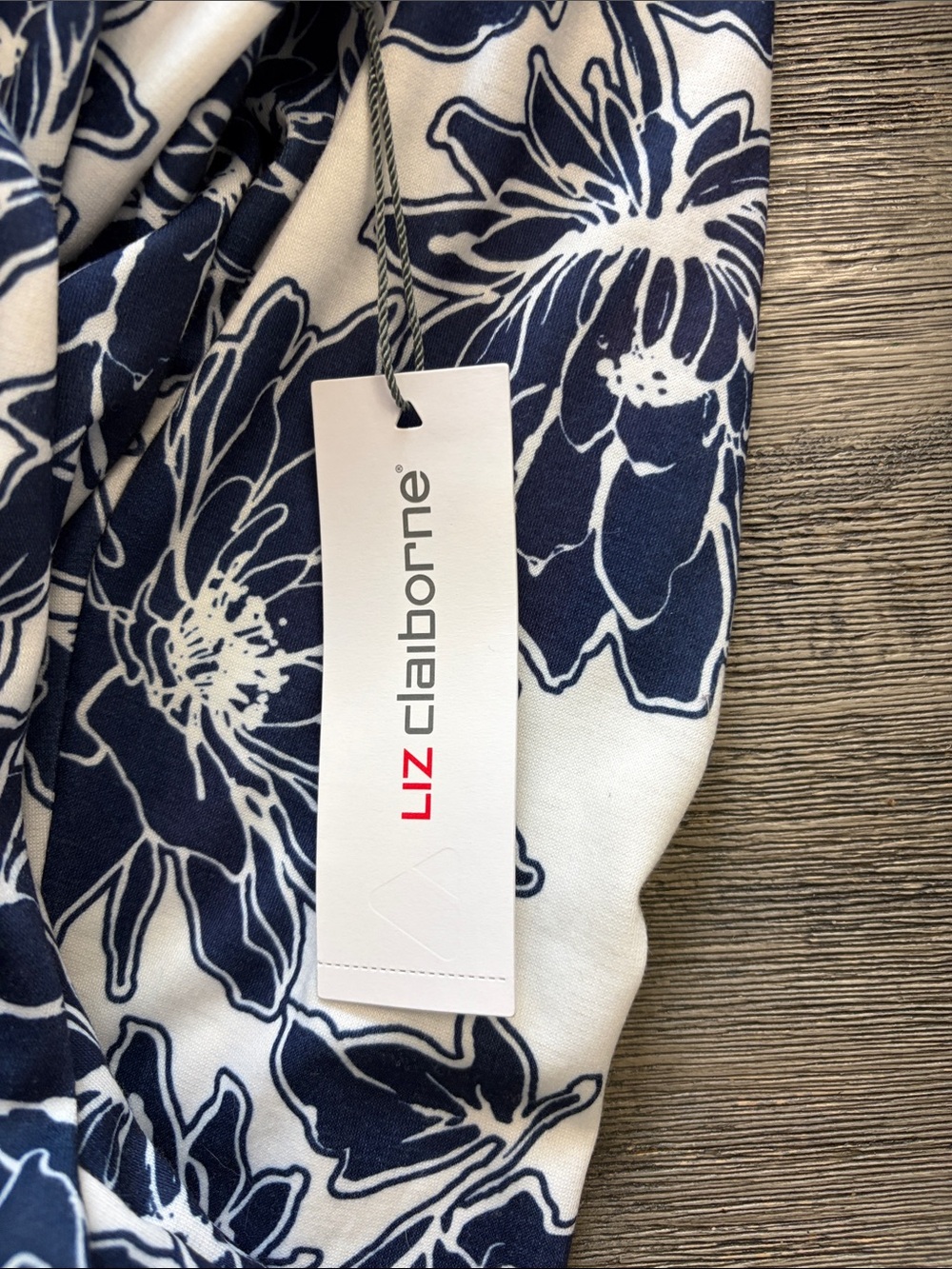 Liz Claiborne Navy and White Floral Zip Jacket - Picture 4 of 5